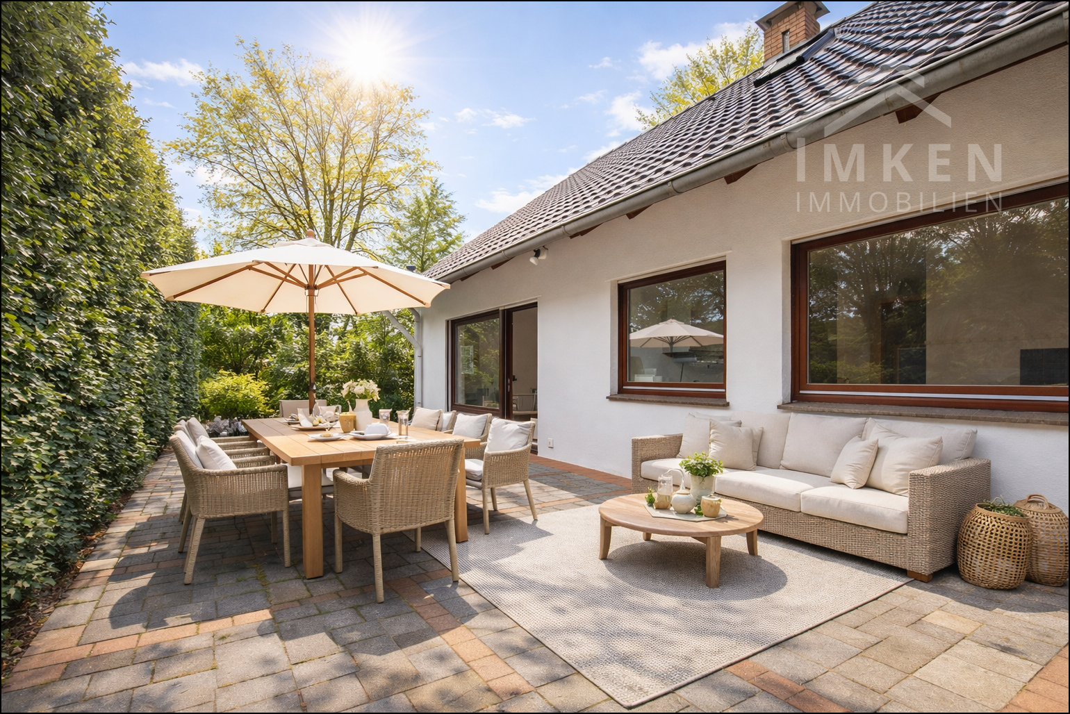 Terrasse Wohnzimmer KI generiert